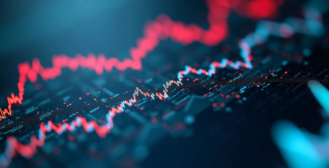 Pantalla de monitor mostrando análisis de recursos del sistema con gráficos de actividad anómala