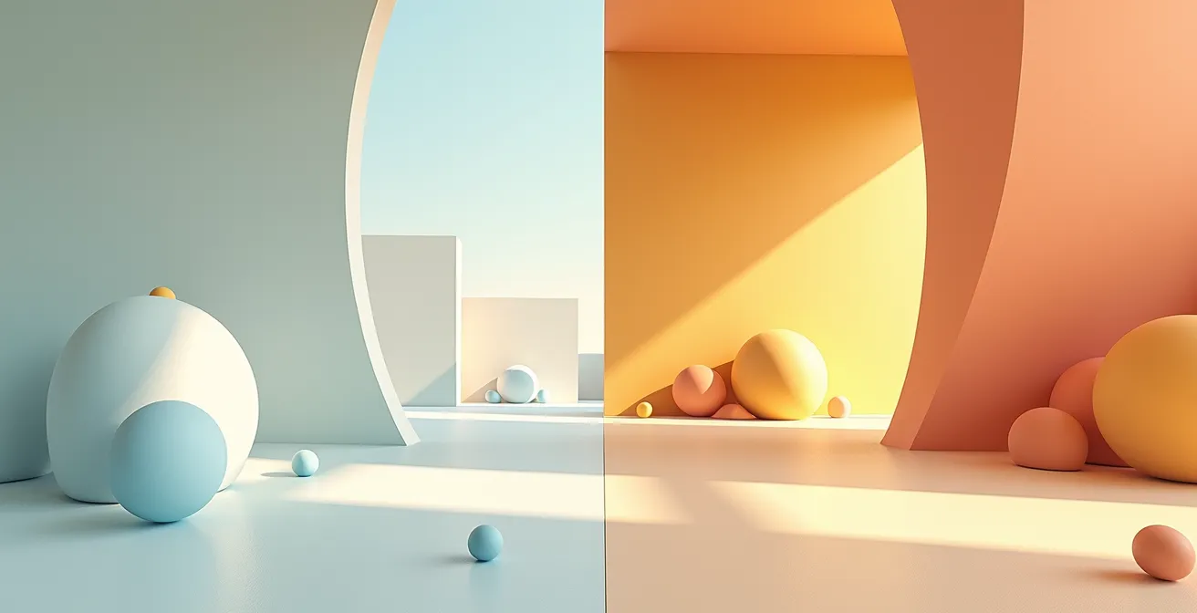 Comparación visual abstracta entre flujos de ingresos de visualizaciones y productos digitales premium