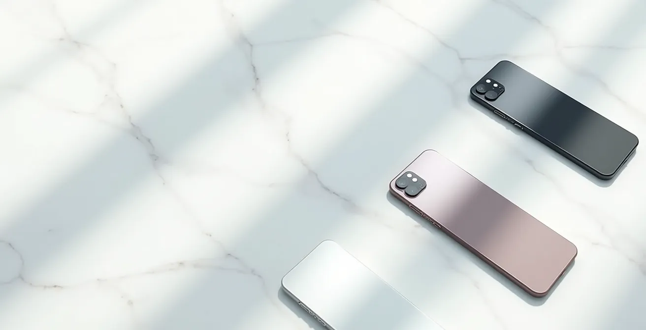 Vista aérea de dispositivos móviles mostrando diferentes niveles de privacidad