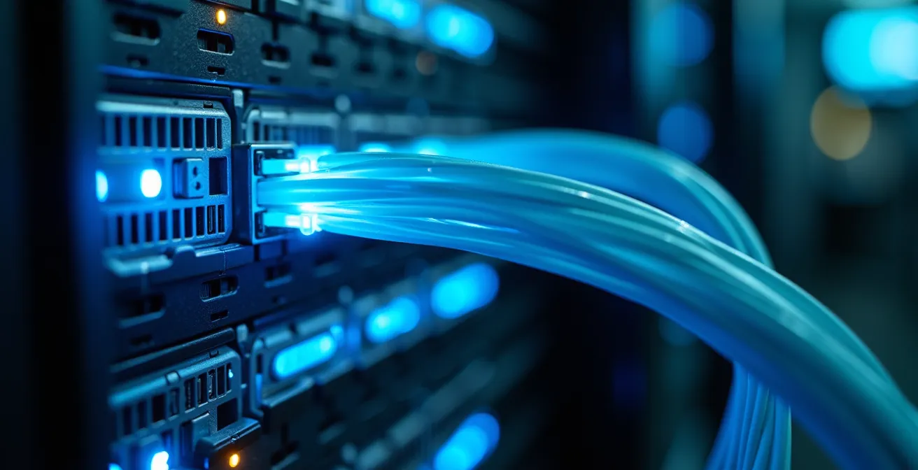 Vista macro de componentes tecnológicos de servidor y arquitectura cloud para AR