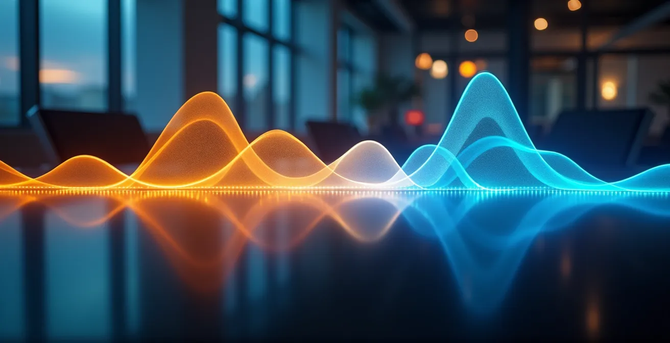 Panel de control energético mostrando gráficas de consumo en oficina